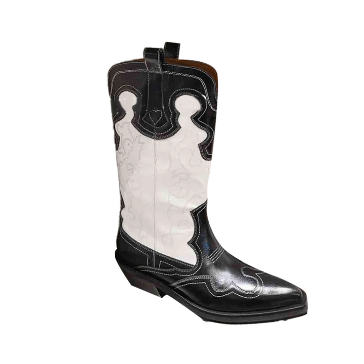 VAMMI Leather Western Cowboy Knee High Boots