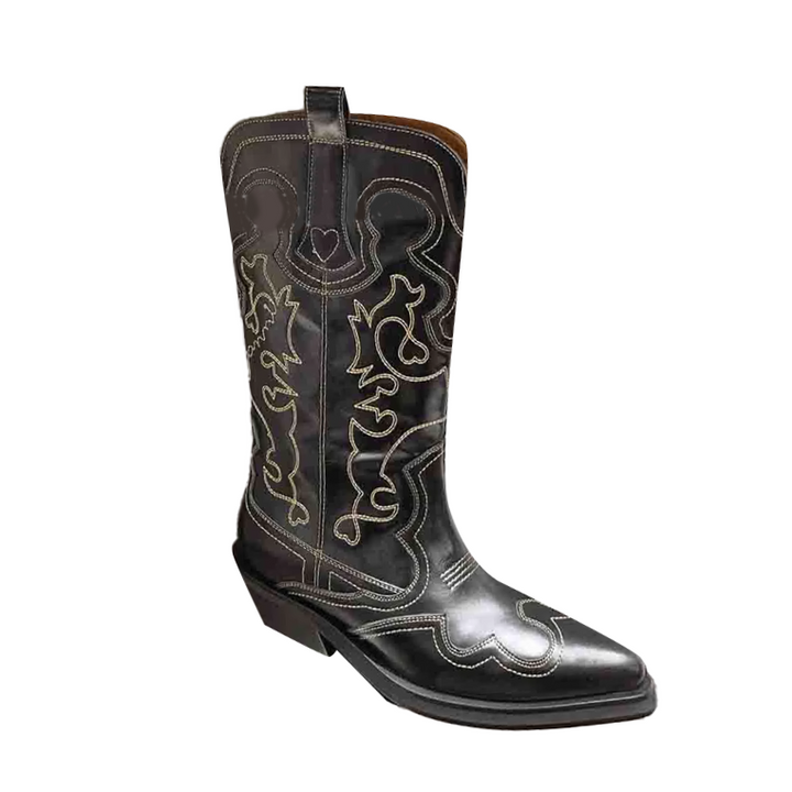 VAMMI Leather Western Cowboy Knee High Boots
