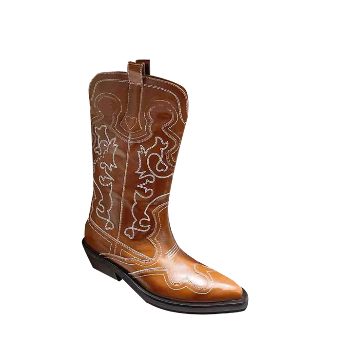 VAMMI Leather Western Cowboy Knee High Boots