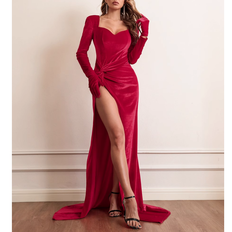 Red VAURI Slip Evening Dress Gown | i The Label  I The Label