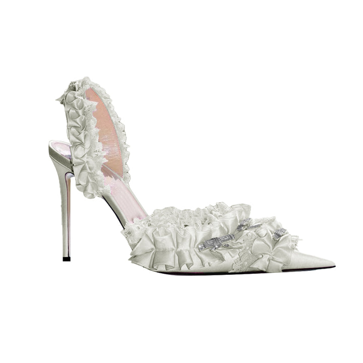 VEFTI Diamante Ruffled High Heel Sandals