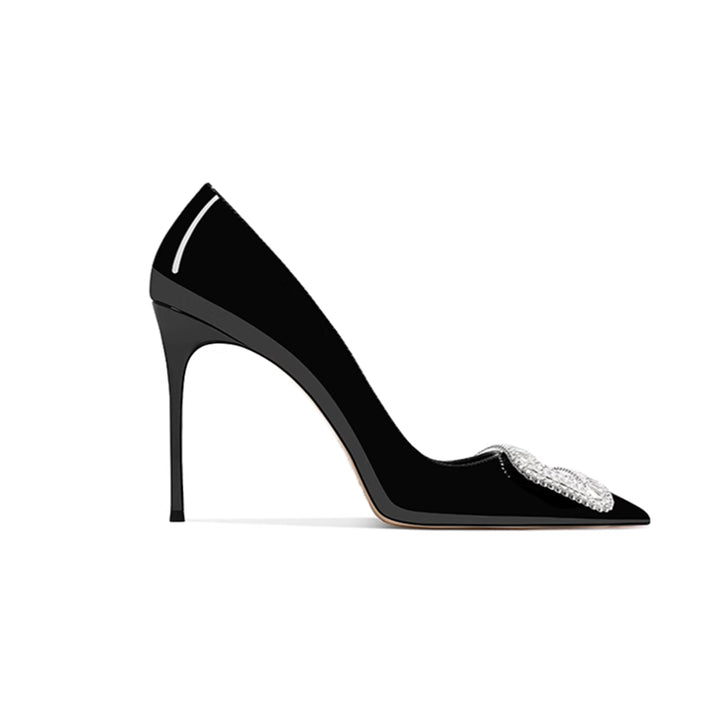 VEINA Diamante Buckled Mid Heel Pumps - 8cm