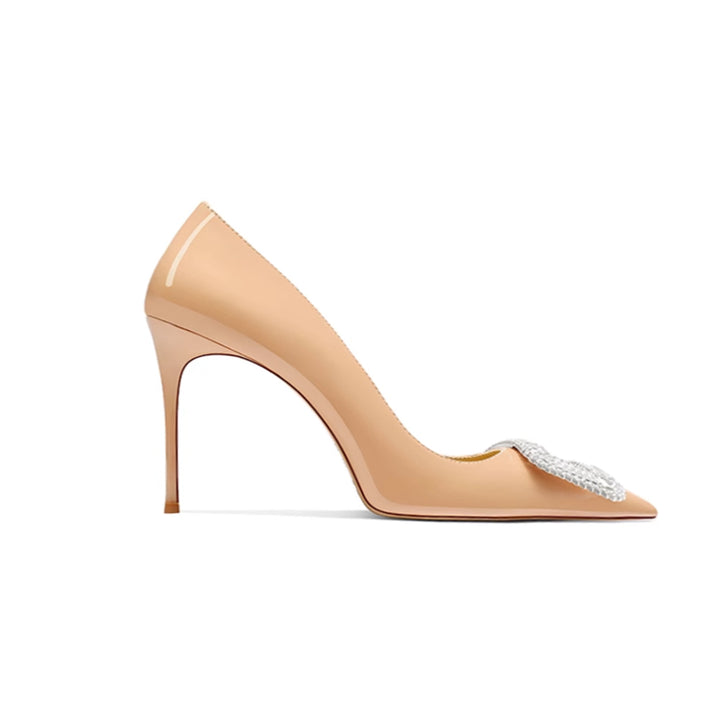 VEINA Diamante Buckled Mid Heel Pumps - 6cm