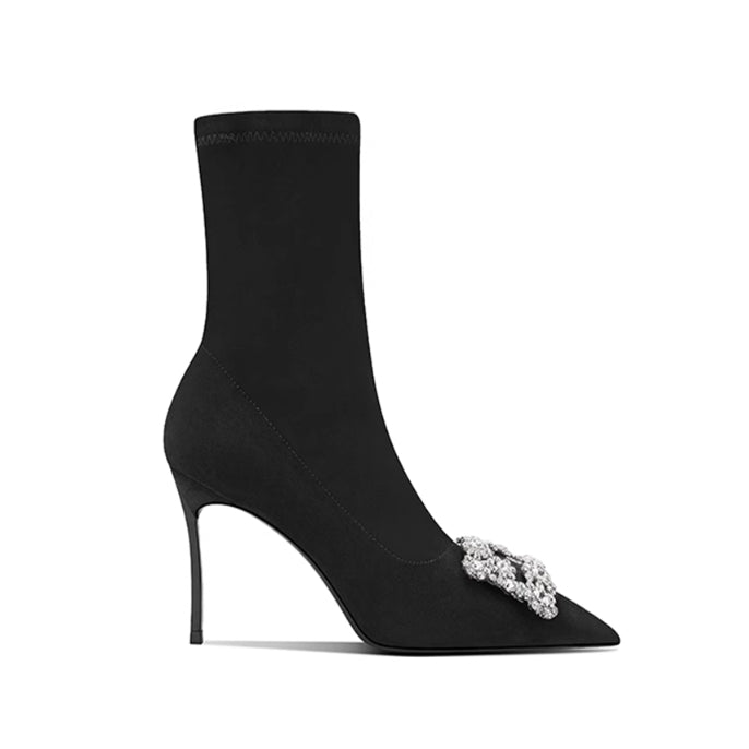 VEKRI Diamante Buckled Ankle Boots - 8cm
