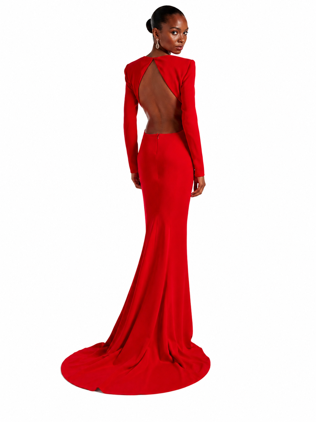 Red VELNA Backless Maxi Evening Dress Gown | i The Label 1:1 assistant measurement & fit | Ships in 10