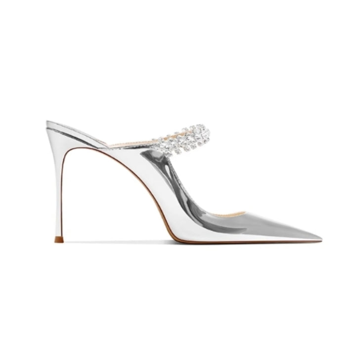 VERUI Diamante Mid Heel Mules Sandals - 8cm