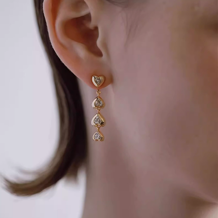 VOGRA Diamante Heart Earrings -Pair