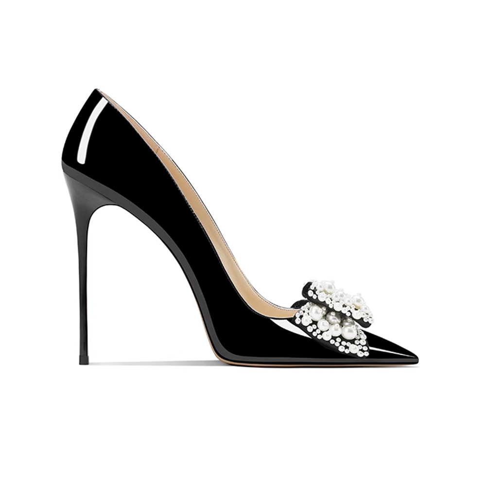VUNOA Pearl Bow High Heel Pumps - 10cm