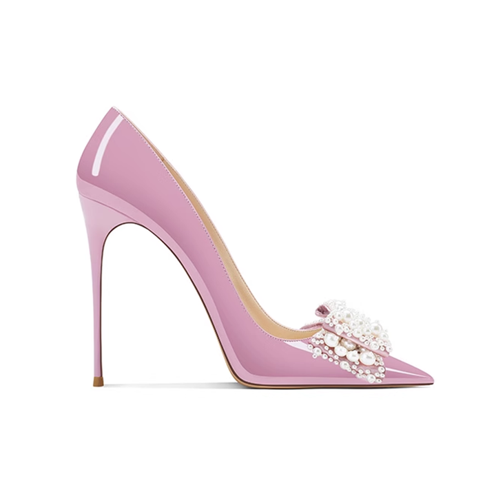 VUNOA Pearl Bow High Heel Pumps - 10cm