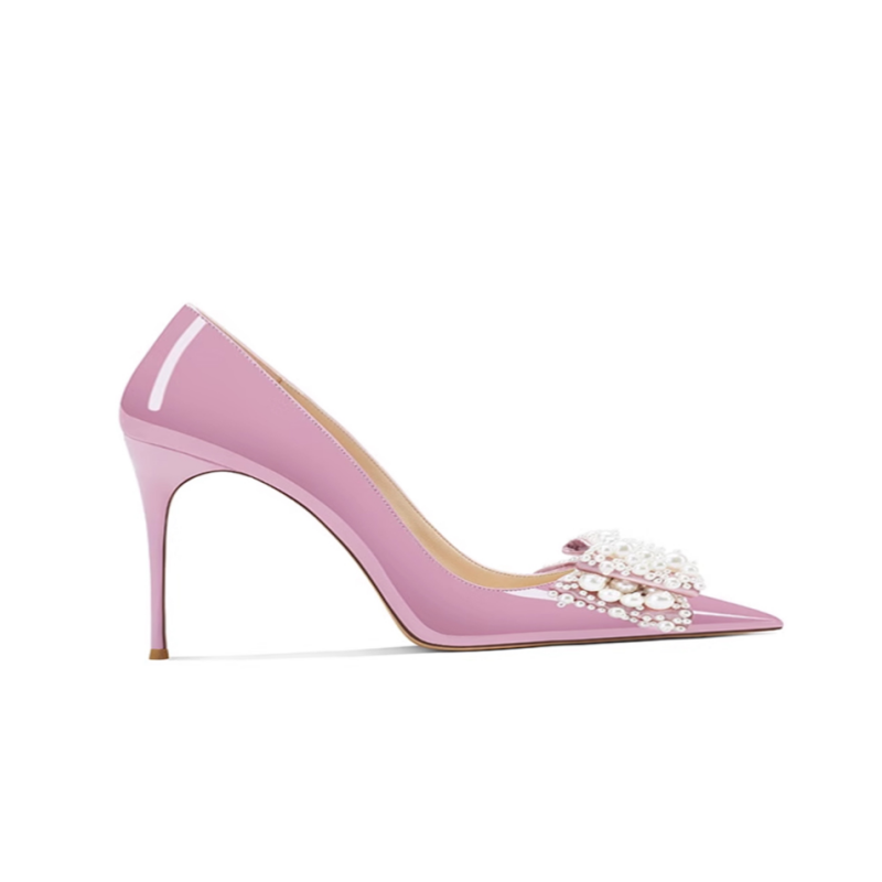 VUNOA Pearl Bow Mid Heel Pumps - 6cm