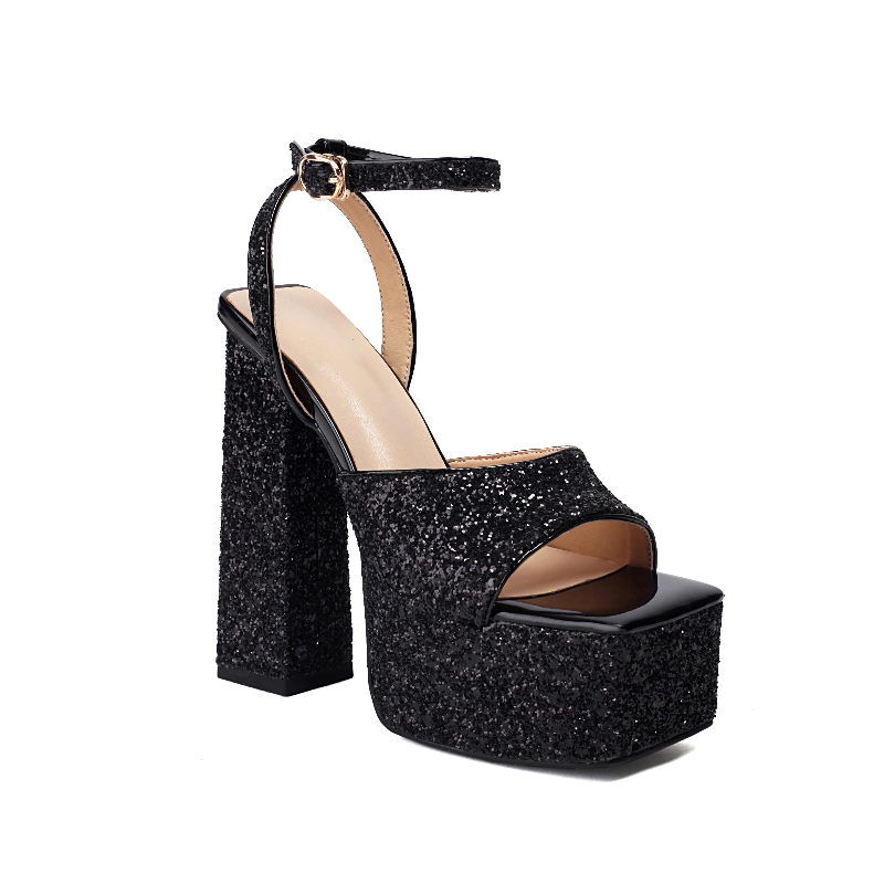 VUROT Ankle Strap Block Heel Platform Sandals