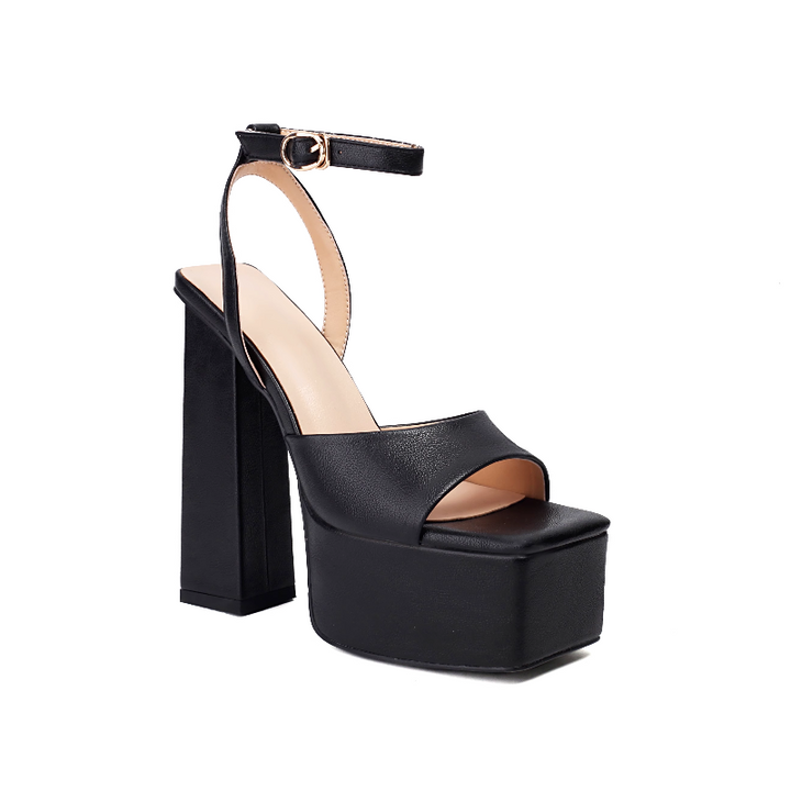 VUROT Ankle Strap Block Heel Platform Sandals