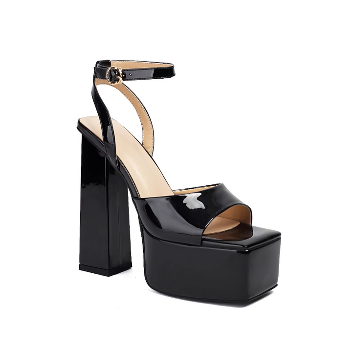 VUROT Ankle Strap Block Heel Platform Sandals