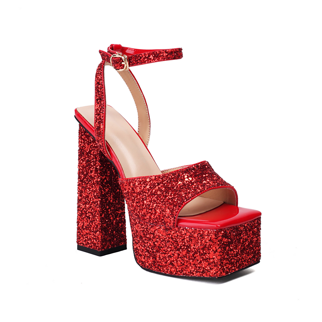 VUROT Ankle Strap Block Heel Platform Sandals