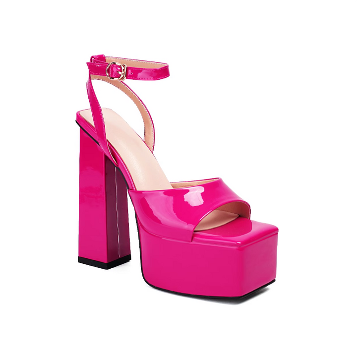 VUROT Ankle Strap Block Heel Platform Sandals
