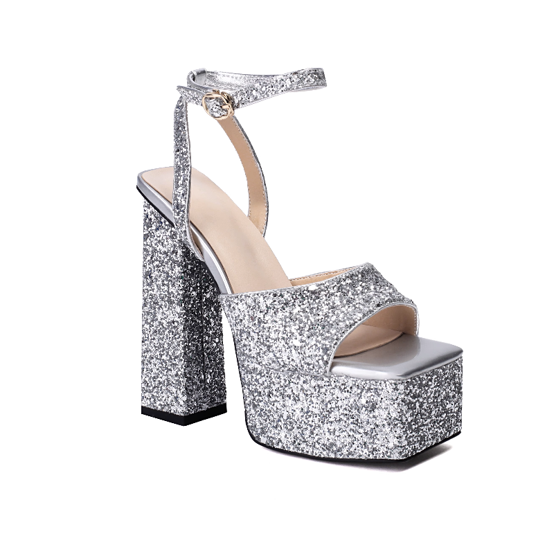 VUROT Ankle Strap Block Heel Platform Sandals