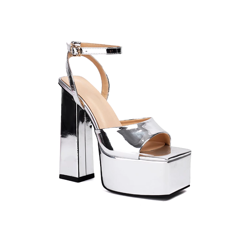 VUROT Ankle Strap Block Heel Platform Sandals