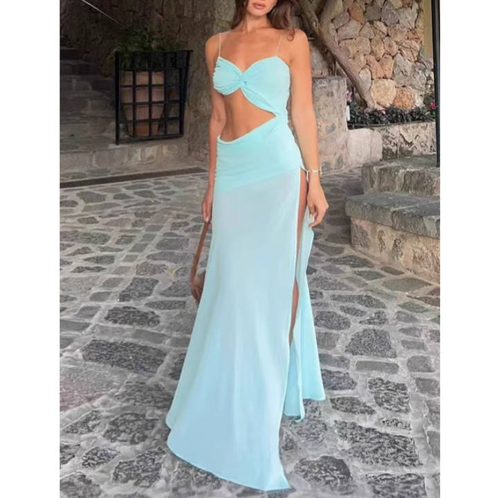 WEIRU Cut Out Slip Dress