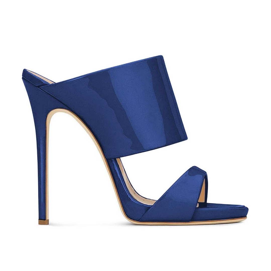 ZAVRU Patent Leather Mules Sandals