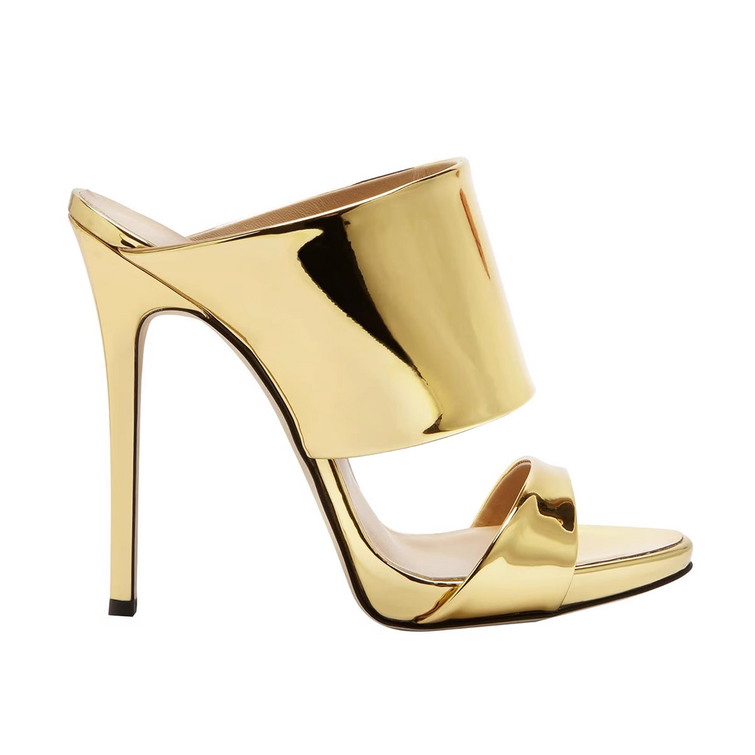 ZAVRU Patent Leather Mules Sandals
