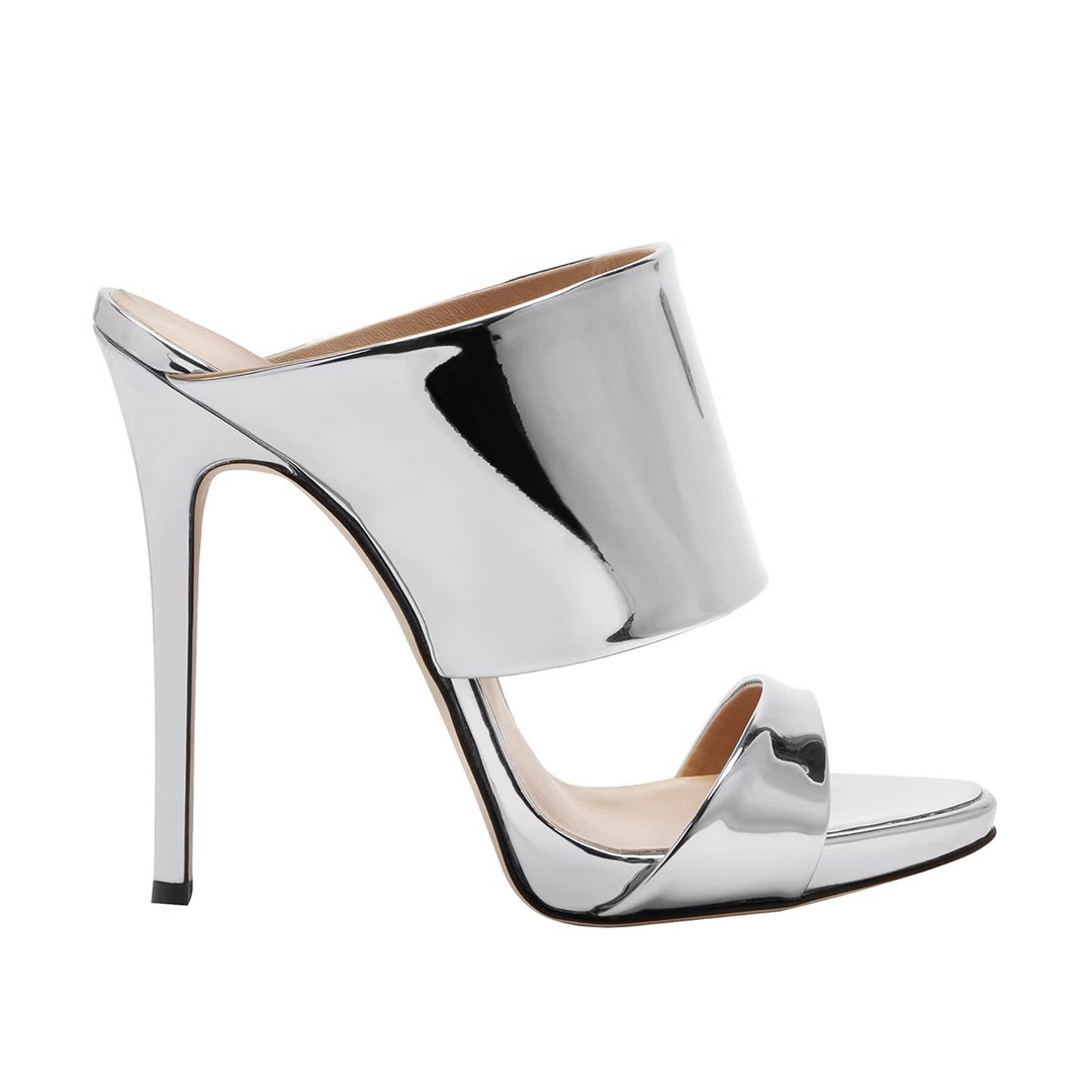 ZAVRU Patent Leather Mules Sandals