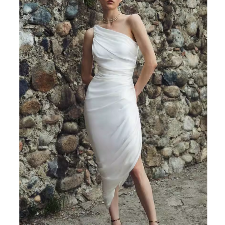 SARUV Asymmetric Hem Evening Dress Gown
