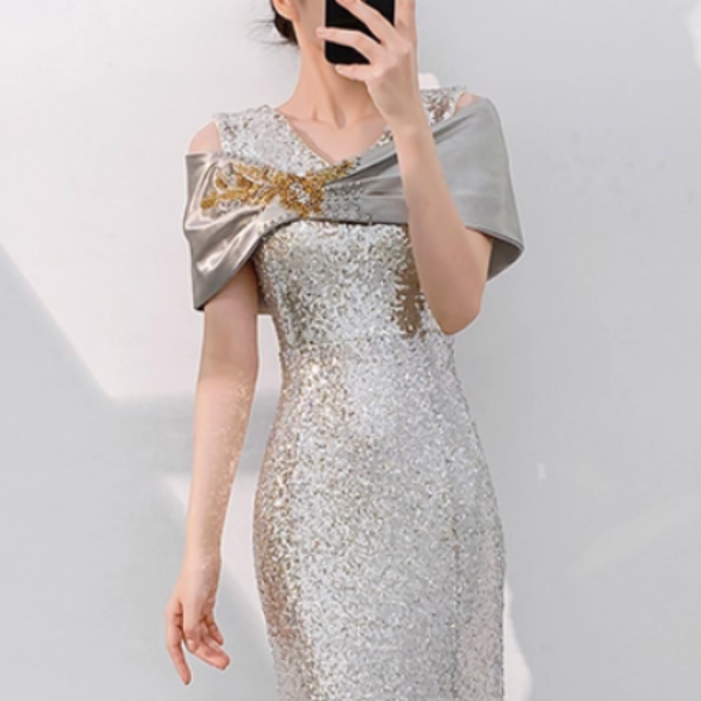 YWLPC Sequin Maxi Evening Dress Gown
