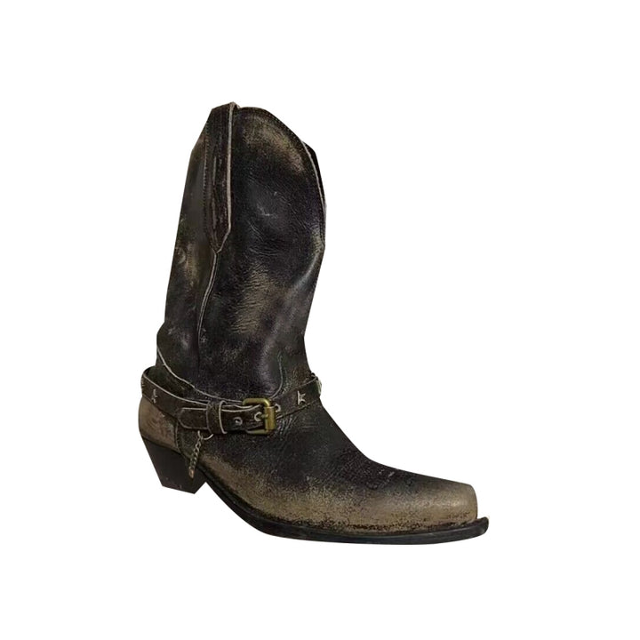 COROB Buckled Distressed Ankle Boots