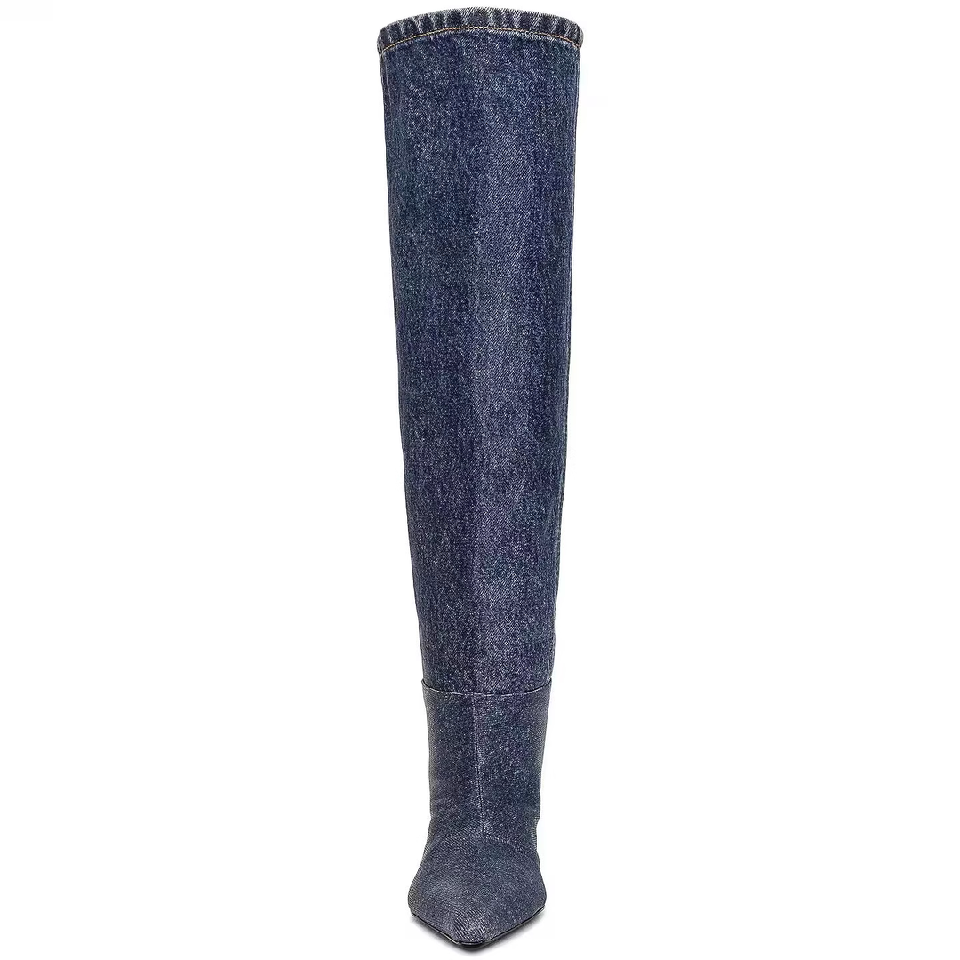 DAITO Kitten Heel Knee High Boots