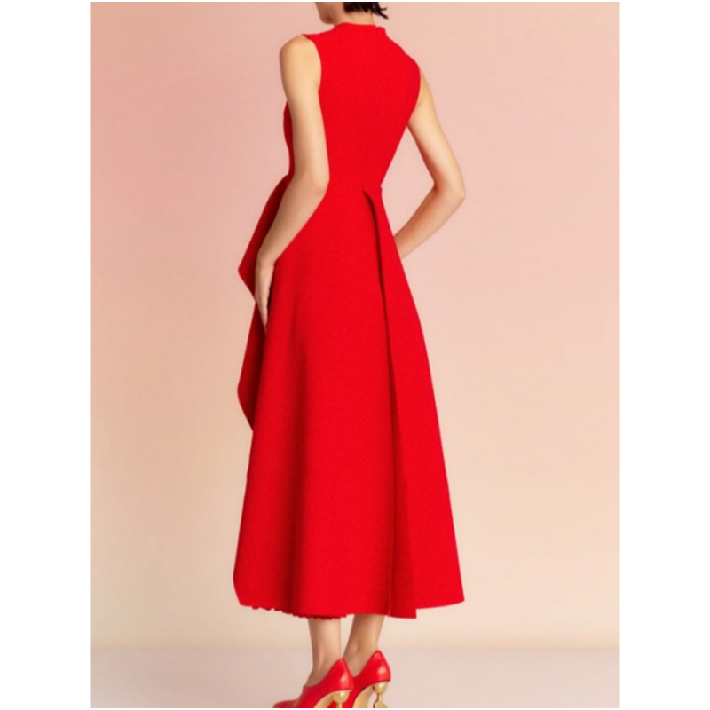 DUSNE Ruffled Fold Hem Evening Dress Gown