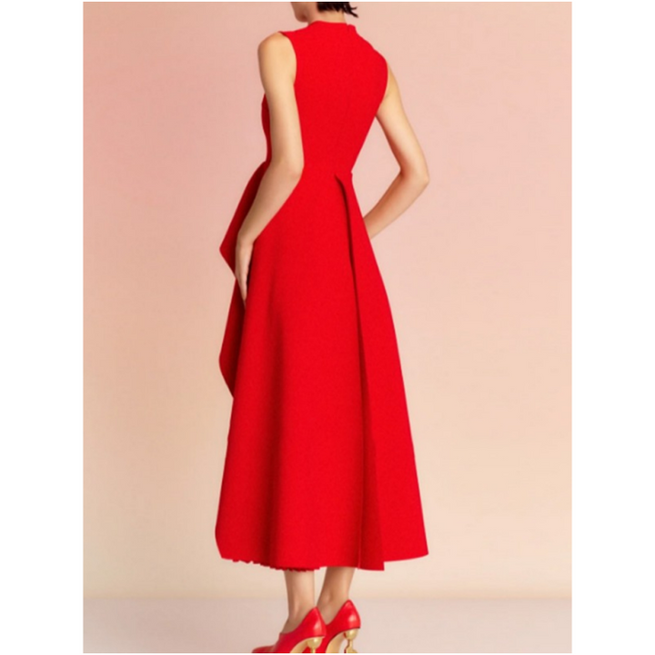 DUSNE Ruffled Fold Hem Evening Dress Gown