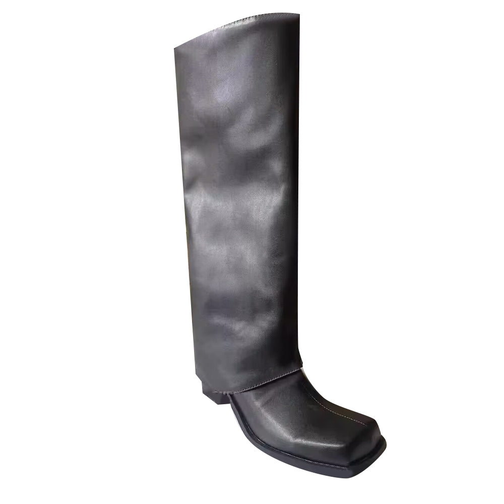 FOSIA Block Heel Knee High Boots