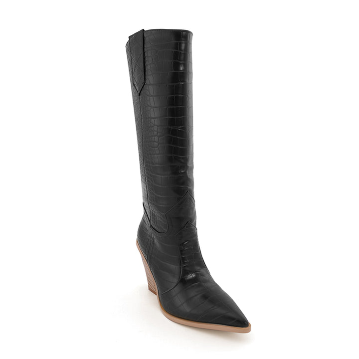 GESA Sculptured Heel Western Cowboy Knee High Boots