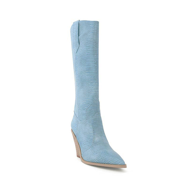 GESA Sculptured Heel Western Cowboy Knee High Boots