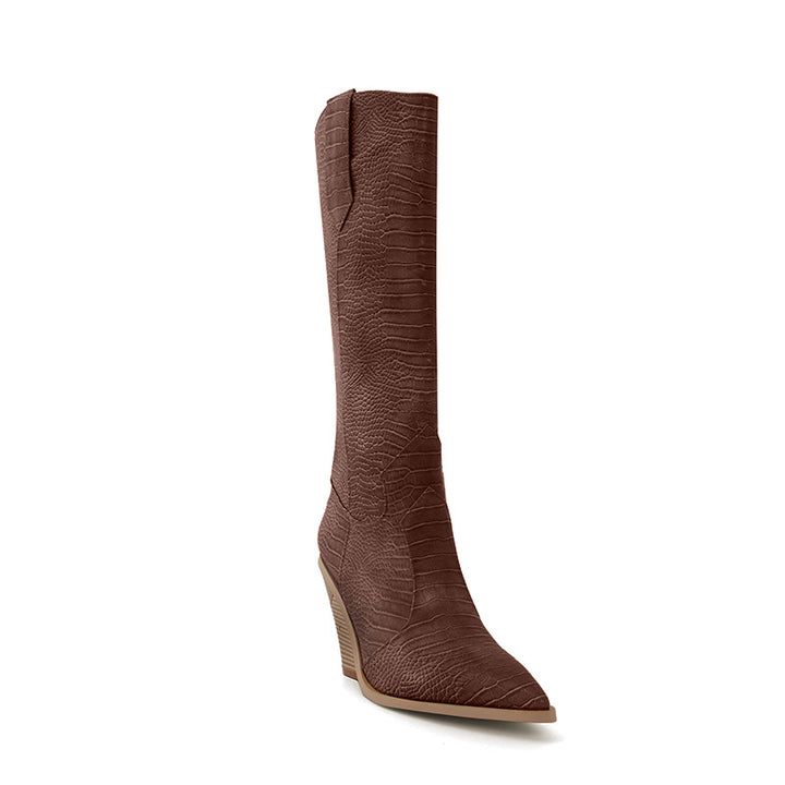 GESA Sculptured Heel Western Cowboy Knee High Boots