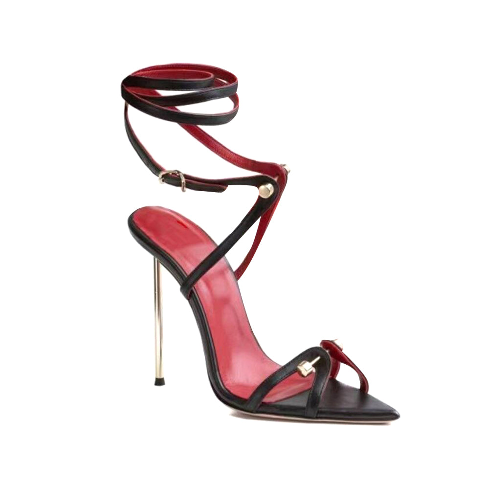 GUTRE Ankle Strap Stiletto High Heel Sandals
