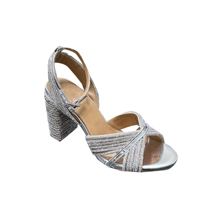 HERUH Diamante Block Heel Sandals