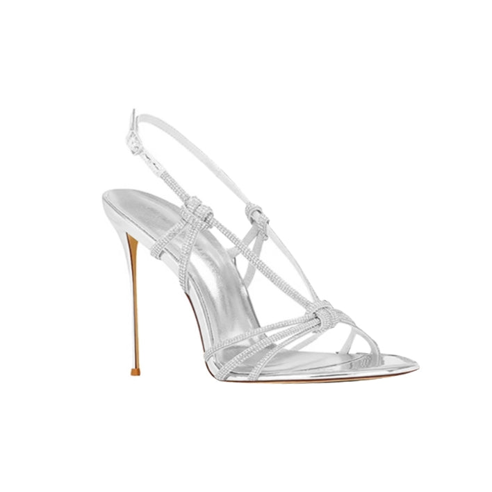 HESRA Diamante Mid Heel Sandals - 8cm