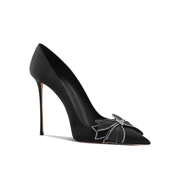 HIVEA Diamante Bow High Heel Pumps - 10cm