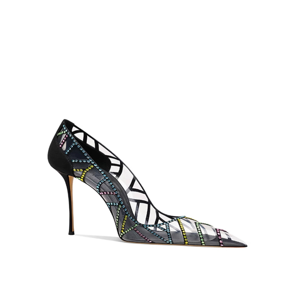 HOICA Diamante PVC Mid Heel Pumps - 6cm