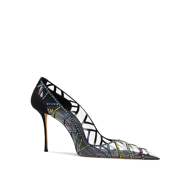HOICA Diamante PVC Mid Heel Pumps - 6cm