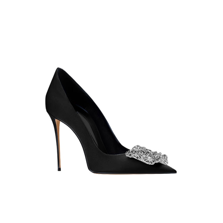 HOIME Diamante Bucked Mid Heel Pumps - 6cm