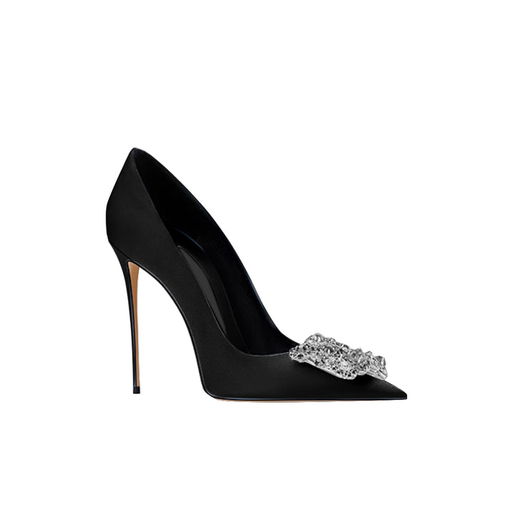 HOIME Diamante Bucked Mid Heel Pumps - 8cm