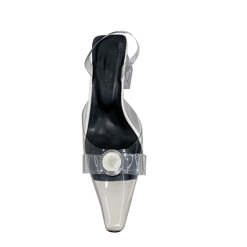 HOLRE Bow PVC Transparent Heel Sandals - 6cm