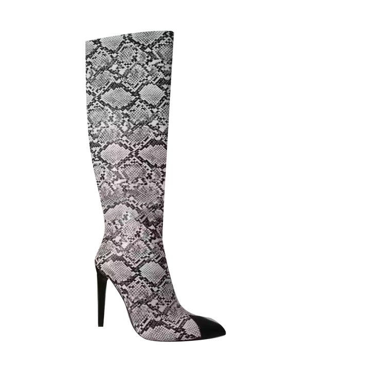 HUKEI Printed Knee High Heel High Boots