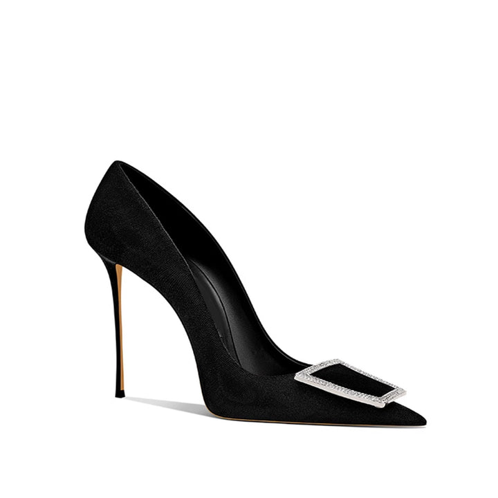 JANUH Diamante Buckled Mid Heel Pumps - 8cm