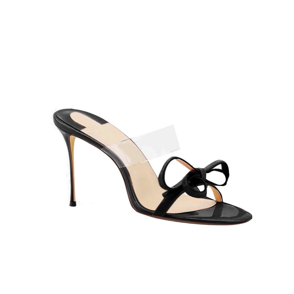 JODIY Bow PVC Mules Sandals - 6cm