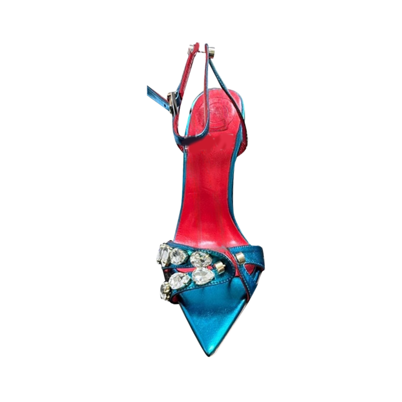 JOHIV Diamante Ankle Strap High Heel Sandals