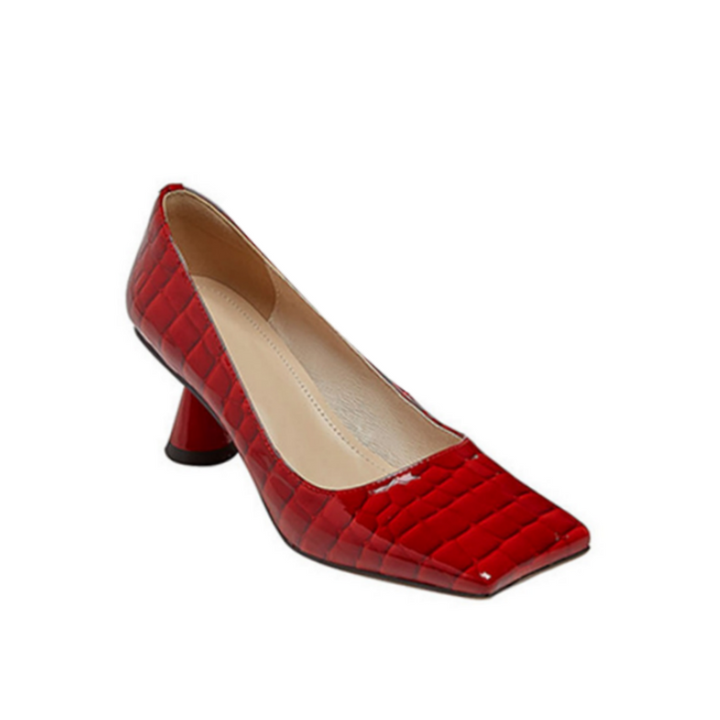 JUMMA Leather Mid Heel Pumps