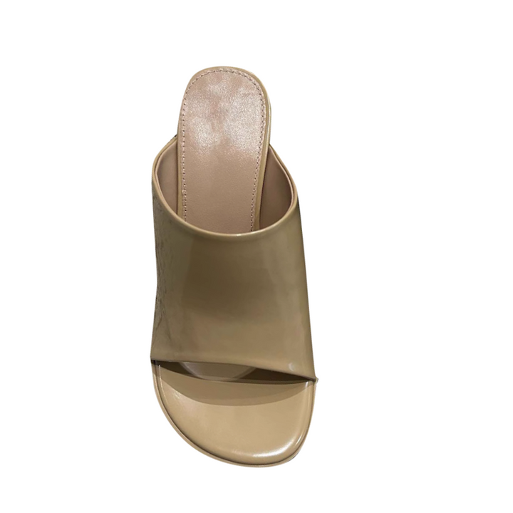 JUTIV Leather Block Heel Mules Sandals